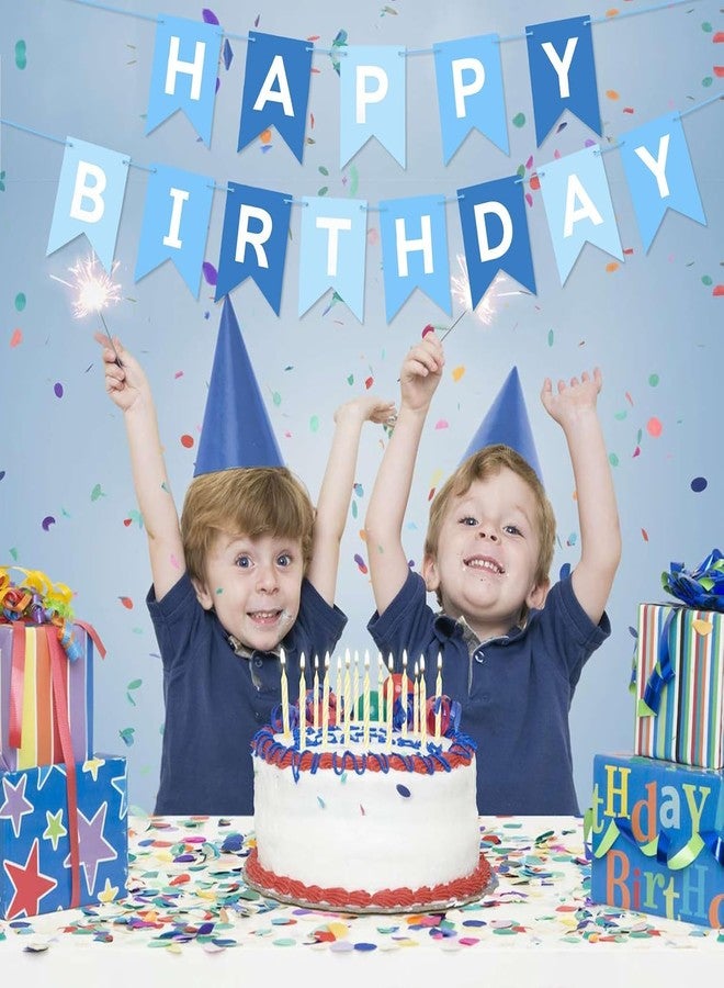 PICKKART Happy Birthday Banner Set, Black and Gold Party Decoration with Triangle Bunting Flags (BLUE-D BLUE) - Image 2
